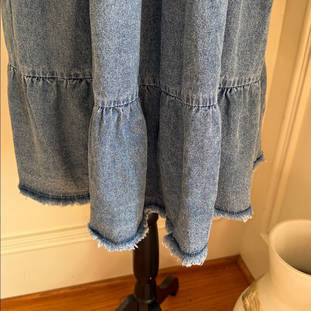 Umgee Blue Denim Tiered Midi Dress - Picture 4 of 10